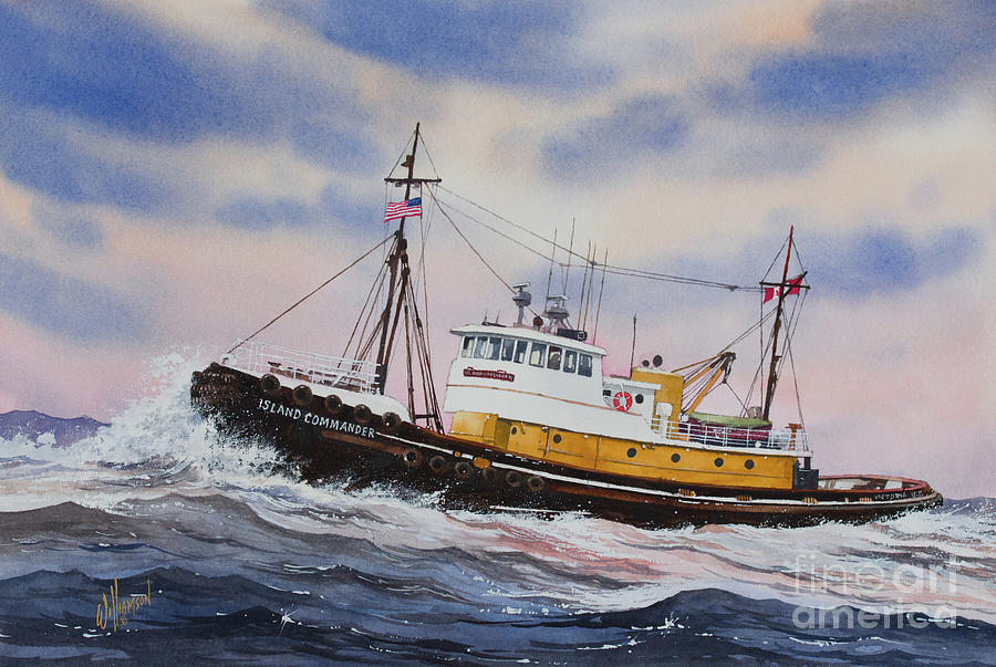 Tugboat ISLAND COMMANDER Painting by James Williamson