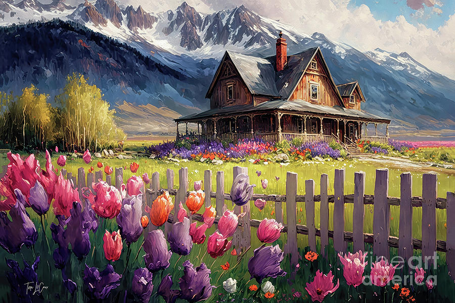 Mountain Painting - Tulip Paradise by Tina LeCour