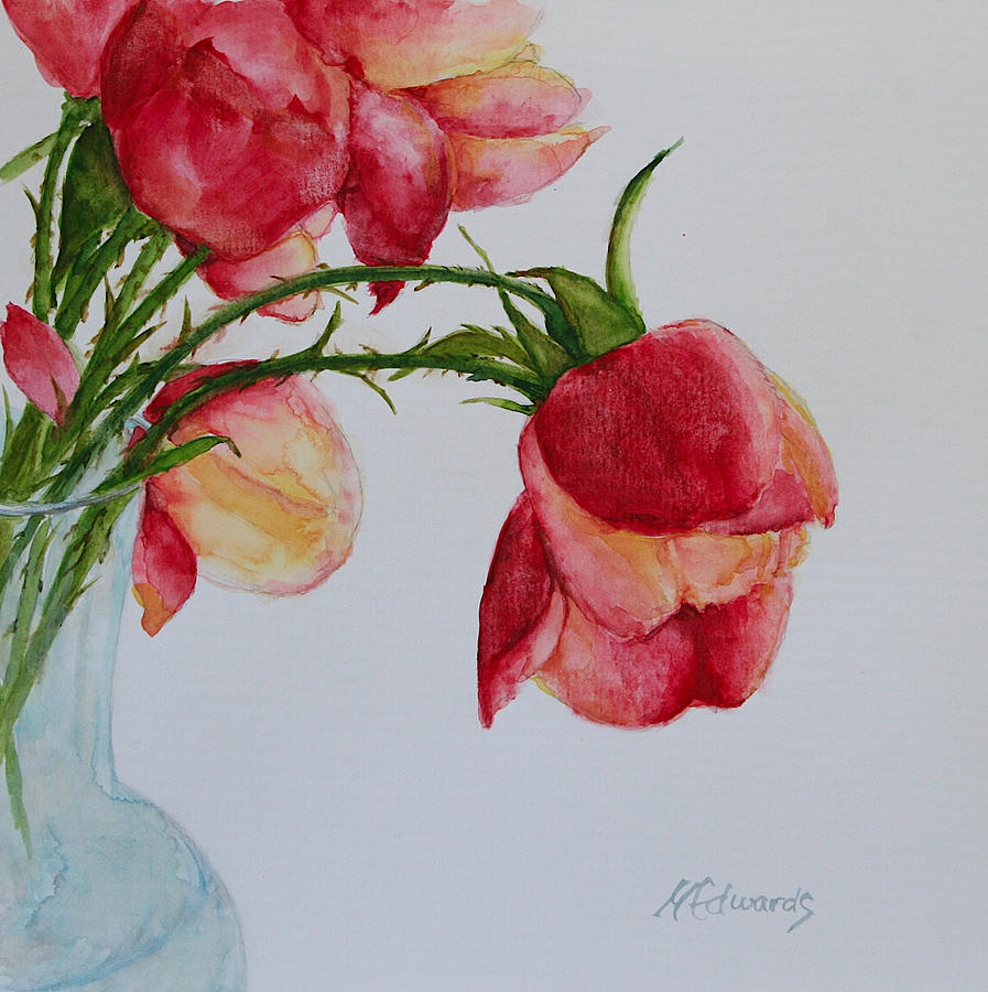 Tulip Rose Watercolor #1 Painting by Marna Edwards Flavell