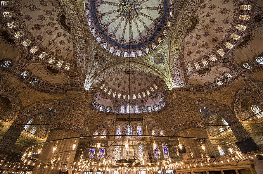 Turkey, Istanbul, Blue Mosque interior #1 Photograph by Paul Biris