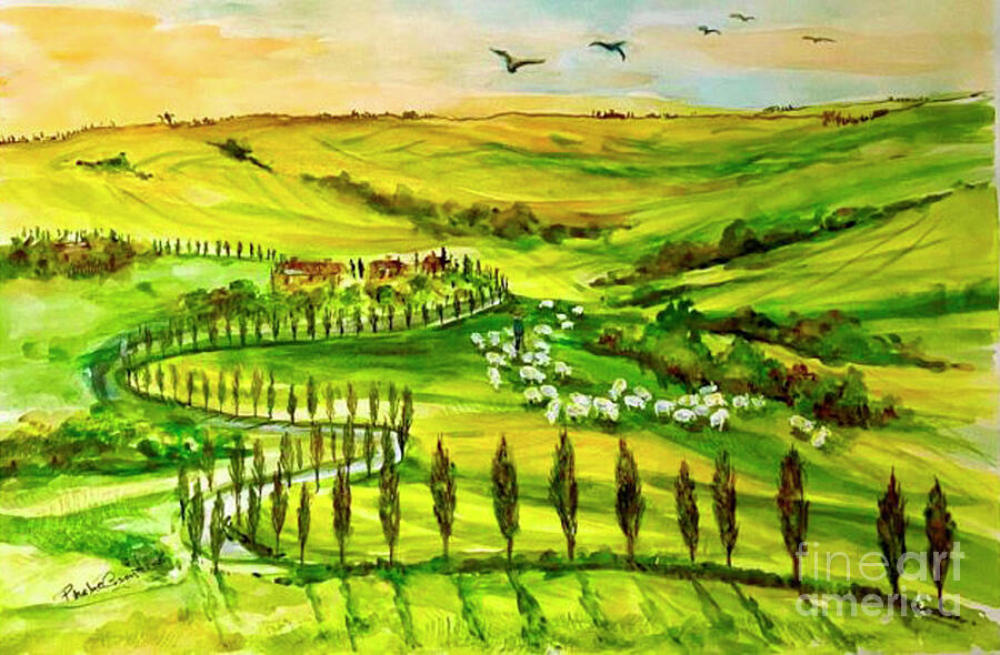 Tuscan Landscape #1 Painting by PHEBE DeFINE COSENTINO - Fine Art America