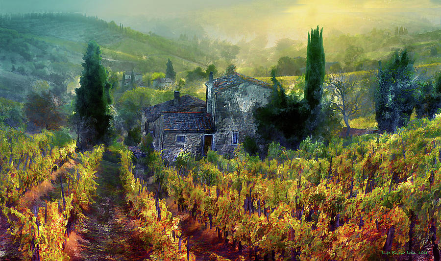 Autumn Tuscany Landscape Digital Art by Lutz Roland Lehn