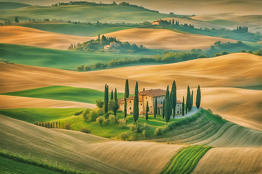 Nature Digital Art - Tuscany Landscape #1 by Manjik Pictures