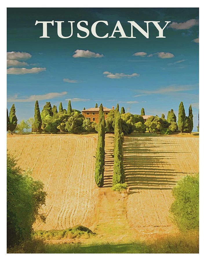 Vintage Drawing - Tuscany Travel Poster #1 by Travel Poster
