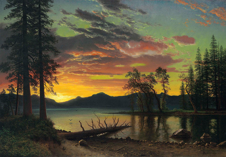 Twilight, Lake Tahoe #2 Painting by Albert Bierstadt
