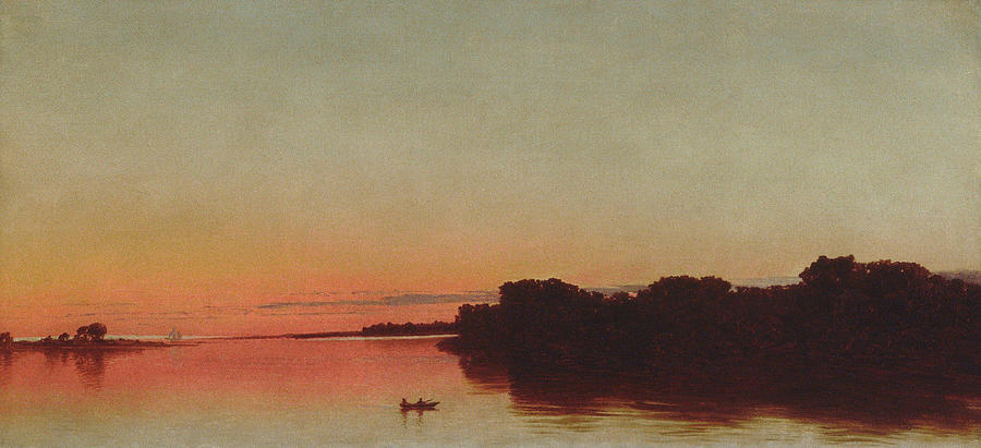 John Frederick Kensett Painting - Twilight on the Sound  Darien  Connecticut  #1 by John Frederick Kensett