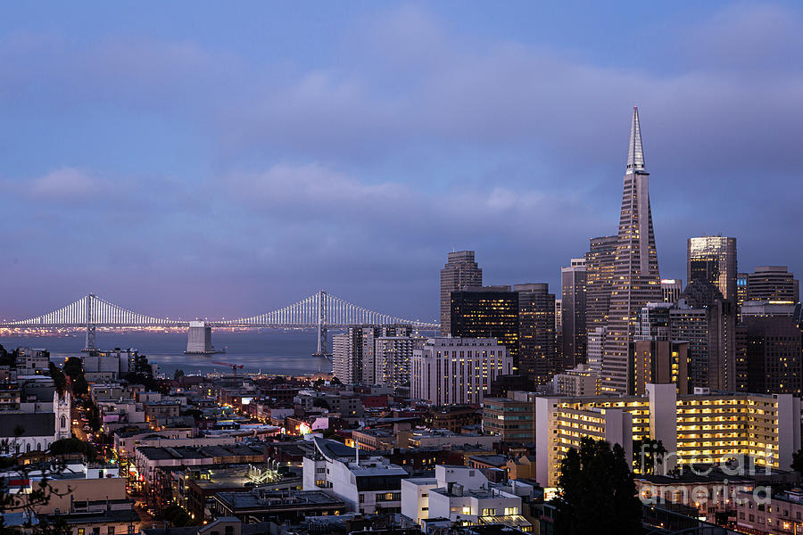 Twilight over San Francisco downtown and financial district from #1 Photograph by Didier Marti