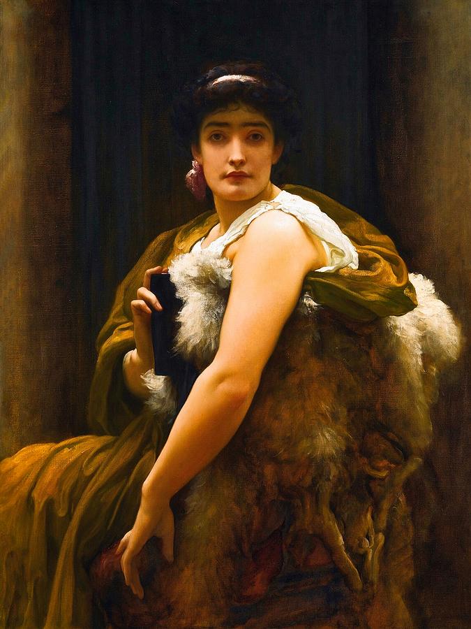 Woman Painting - Twixt Hope and Fear by Frederic Leighton Woman Painting - Twixt Hope and Fear by Frederic Leighton