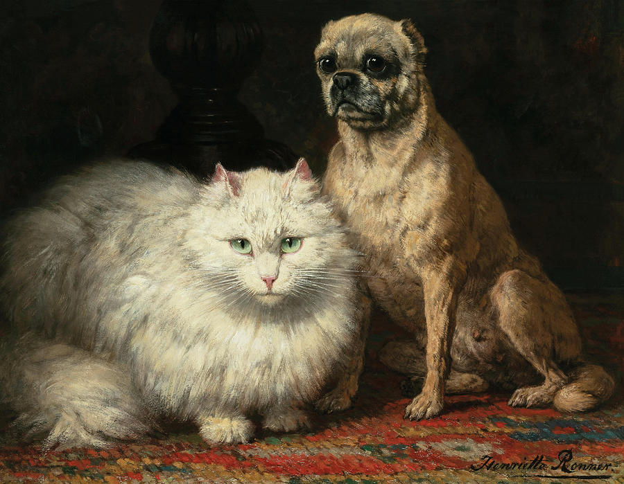 Henriette Ronner Knip Painting - Two friends #1 by Henriette Ronner-Knip
