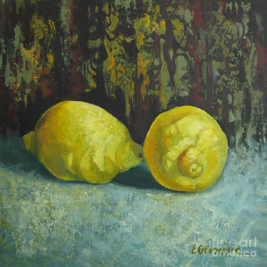 Two lemons #1 Painting by Elena Oleniuc