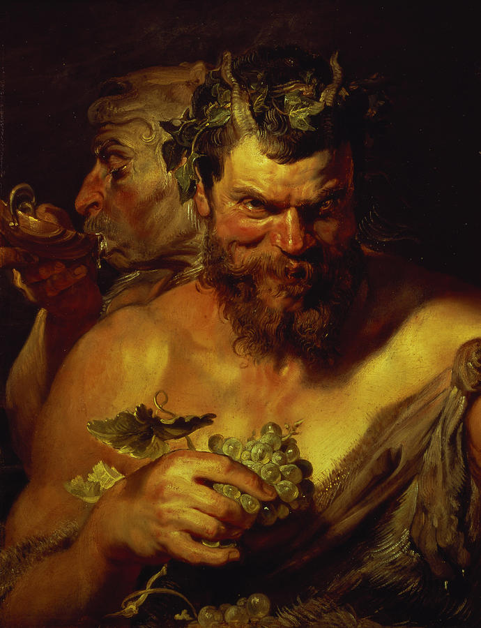 Two Satyrs Painting by Peter Paul Rubens