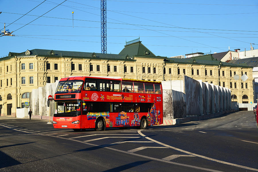 two-storey tourist bus City Sightseeing on  street Varvarka #1 Photograph by OlgaVolodina