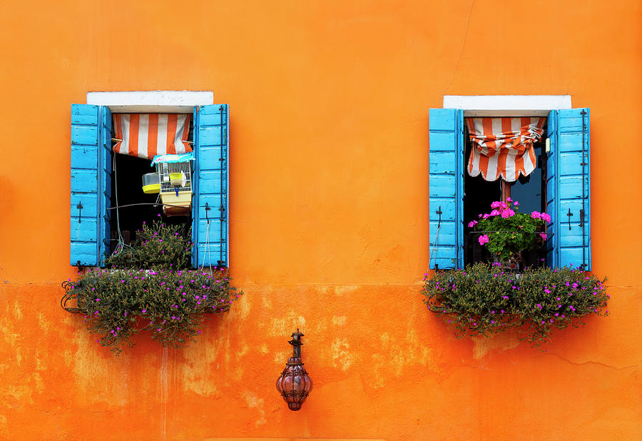 Two windows in Burano #1 Photograph by Pietro Ebner