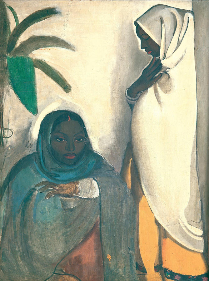 Two Women Painting by Amrita Sher Gil - Fine Art America