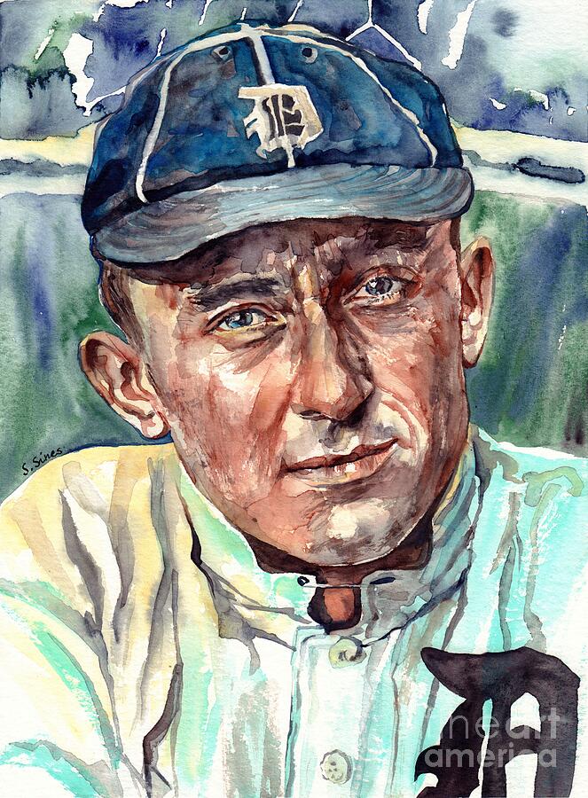 Ty Cobb Painting - Ty Cobb Portrait #1 by Suzann Sines