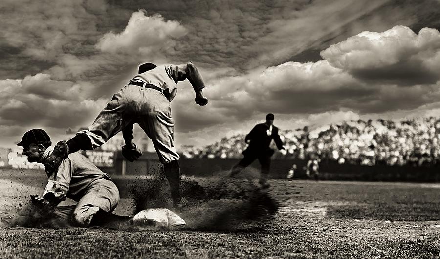 Ty Cobb Stealing Third Base 1909 #1 Photograph by Charles M Conlan