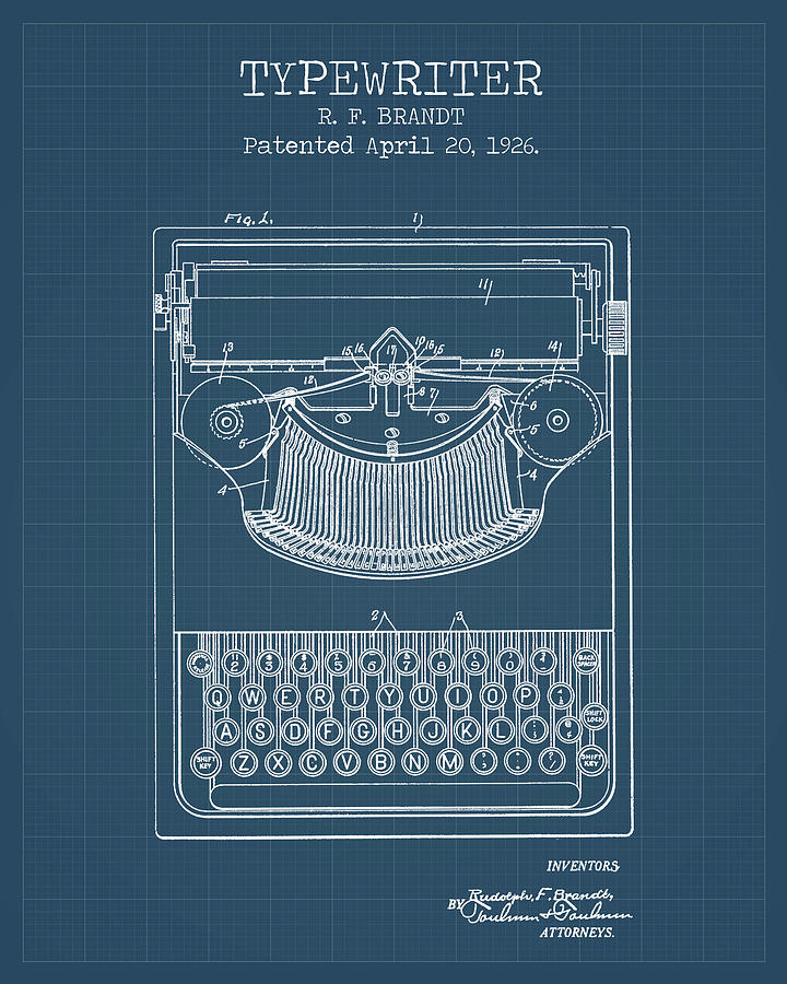 Typewriter blueprints Digital Art by Dennson Creative Pixels