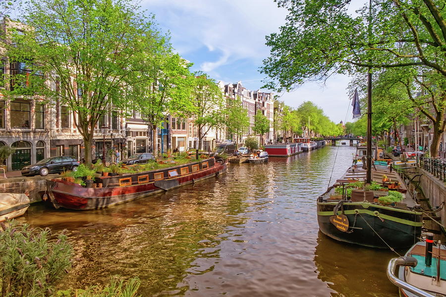 Typical buildings and canal in Amsterdam, Netherlands #1 Photograph by Elenarts - Elena Duvernay photo