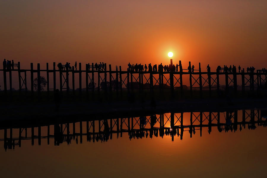 U-Bein teak bridge in Mandalay, Myanmar #1 Photograph by Mikhail Kokhanchikov