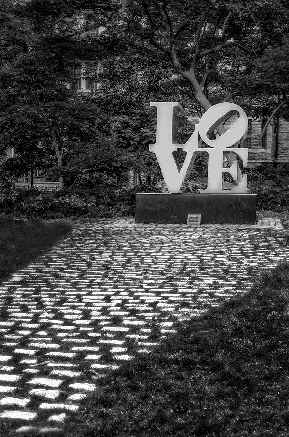 U-Penn Love Sculpture BW #1 Photograph by Susan Candelario