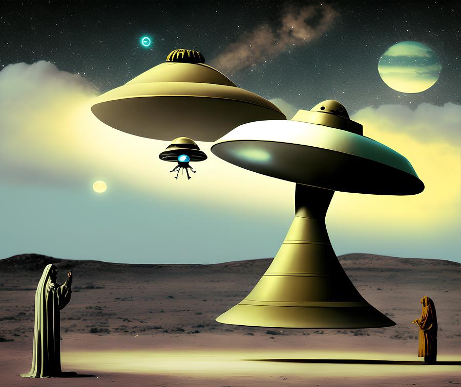 Ufo Biblical Scene, Generative AI Illustration Digital Art by Miroslav ...