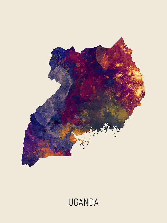 Uganda Watercolor Map #1 Digital Art by Michael Tompsett
