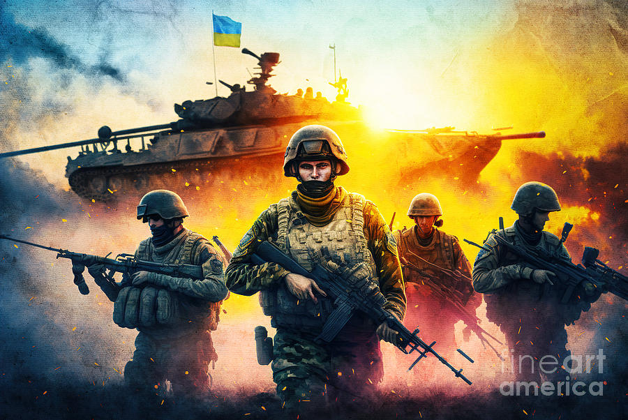 Ukraine Russia war, soldiers fight for Ukrainian victory. Generative AI #1 Photograph by Michal Bednarek