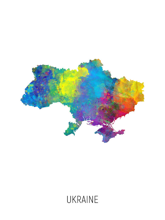 Ukraine Watercolor Map #1 Digital Art by Michael Tompsett