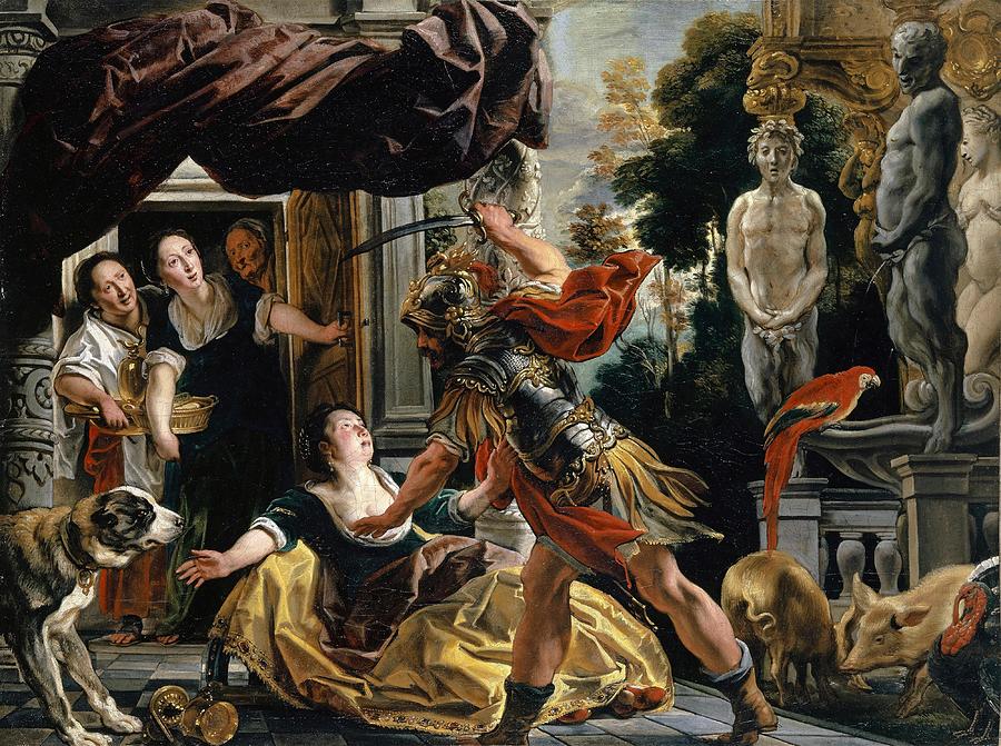 Ulysses Threatening Circe Around Painting By Jacob Jordaens Flemish