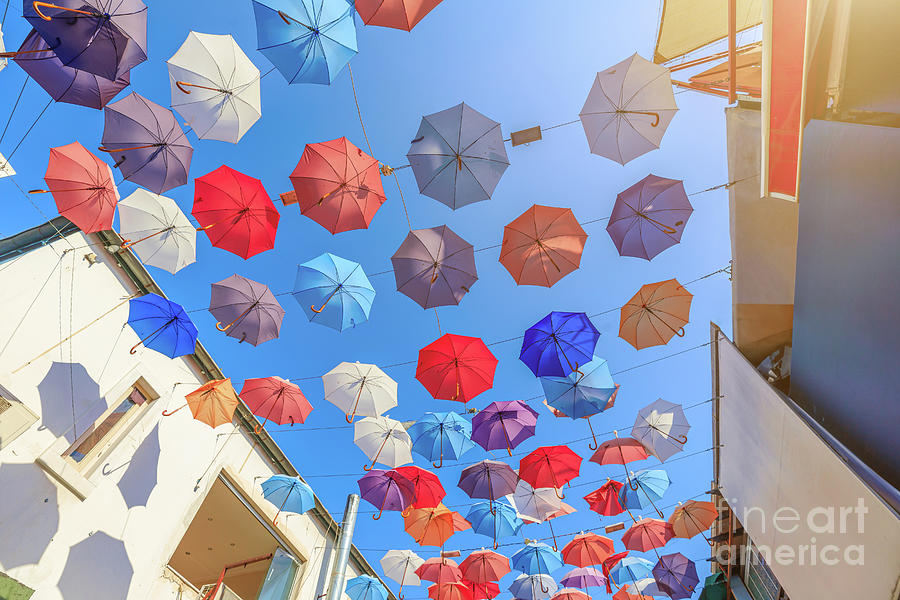 Umbrella street of Antalya city of Turkey #1 Digital Art by Benny Marty