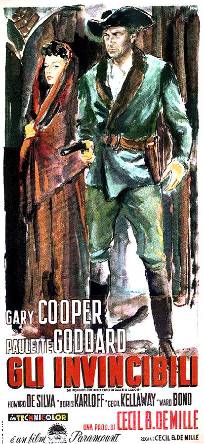 Unconquered, with Gary Cooper and Paulette Goddard, 1947 Mixed Media by Movie World Posters