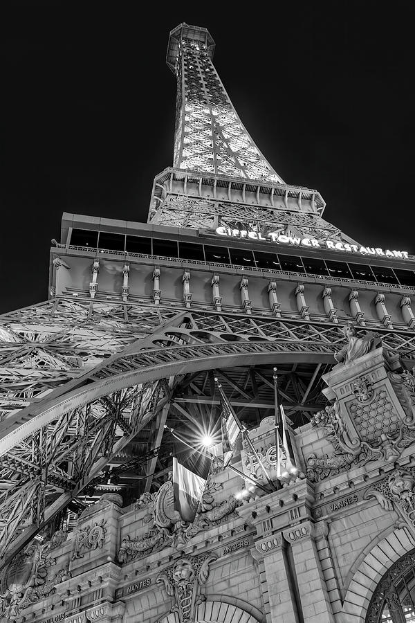 Underneath The Eiffel Tower BW Photograph by Susan Candelario