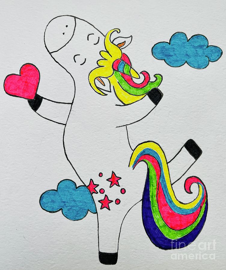 Unicorn And Heart Drawing by Irina Pokhiton - Fine Art America