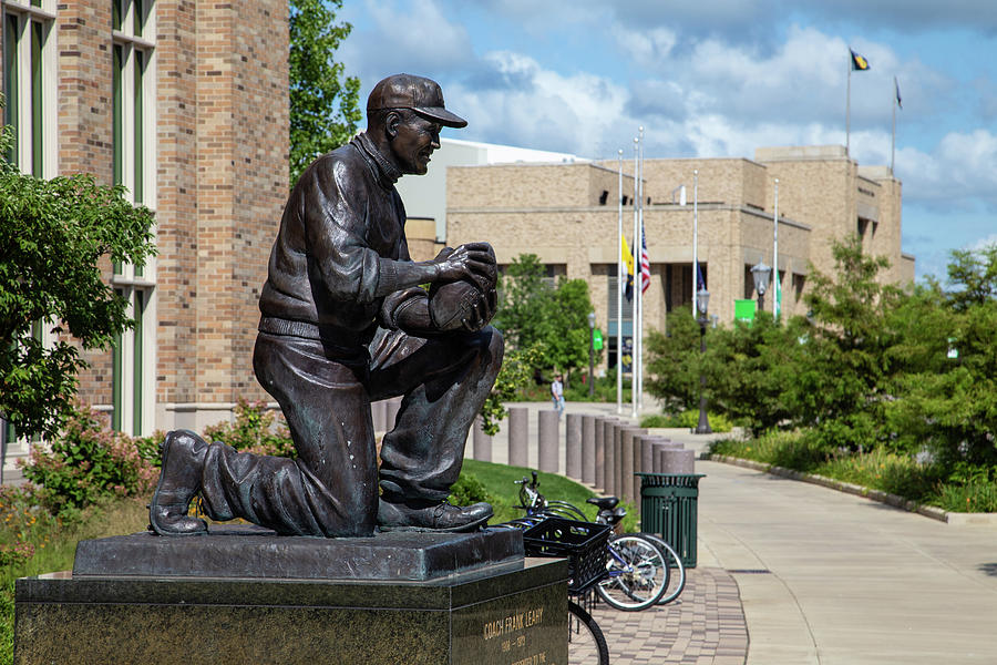 Coach Frank Leahy side view statue at University of Notre Dame Photograph by Eldon McGraw