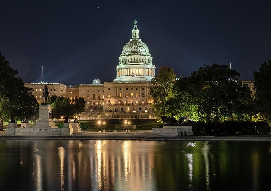 US Capitol at Night Photograph by Carol Ward