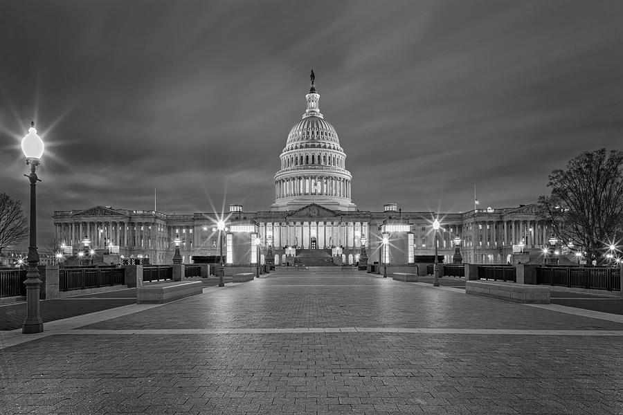 US Capitol Building bw #1 Photograph by Susan Candelario