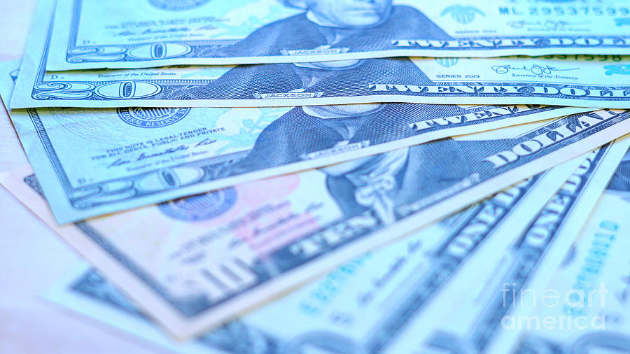 USA dollars macro closeup image shallow dof. #1 Photograph by Milleflore Images