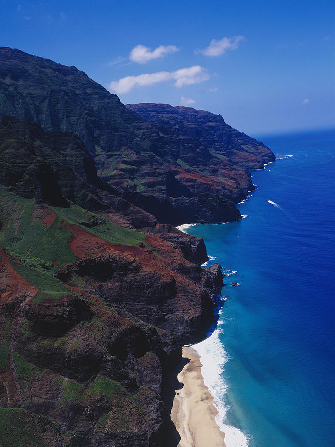USA, Hawaii, Kauai, mountainous coastline, aerial view #1 Photograph by Dex Image