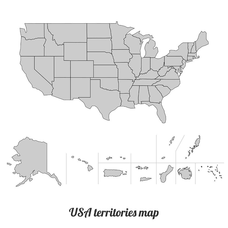 USA territories map Drawing by Calvindexter