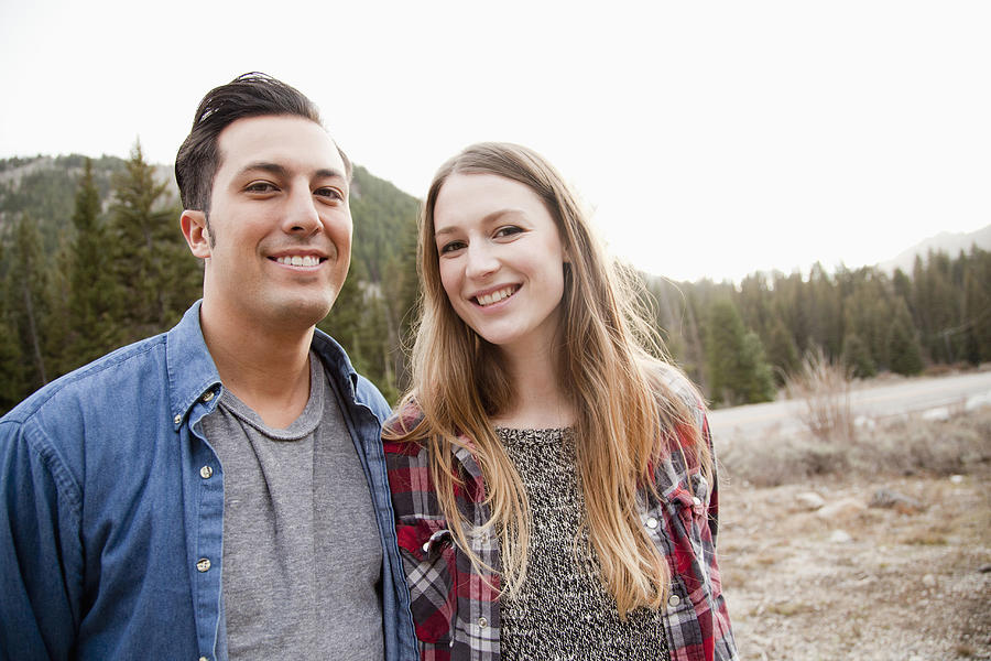 USA, Utah, Salt Lake City, portrait of young couple in non-urban scene #1 Photograph by Tetra Images - Jessica Peterson