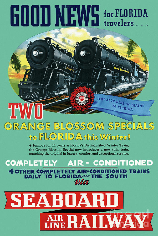Usa Vintage Railroad Travel Poster Restored Drawing