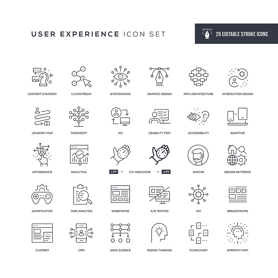 User Experience Editable Stroke Line Icons Drawing by Enis Aksoy