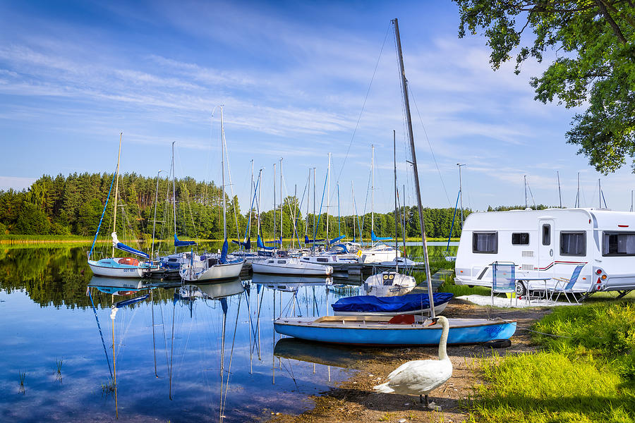 Vacations in Poland - Holiday with a sailboats by the lake #1 Photograph by ewg3D