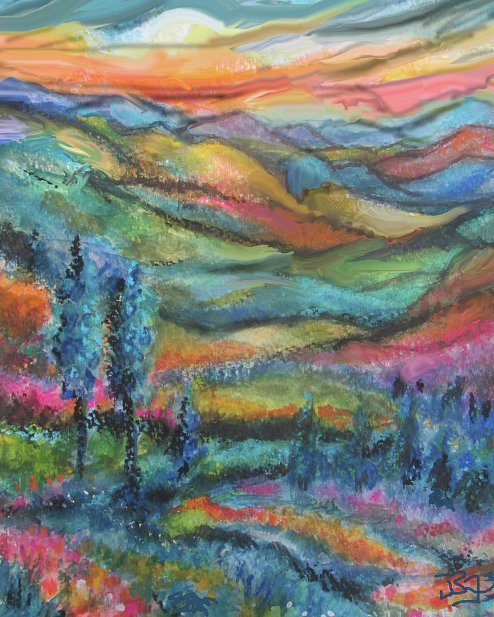 Rainbow Valley Hills Mixed Media by Jean Batzell Fitzgerald