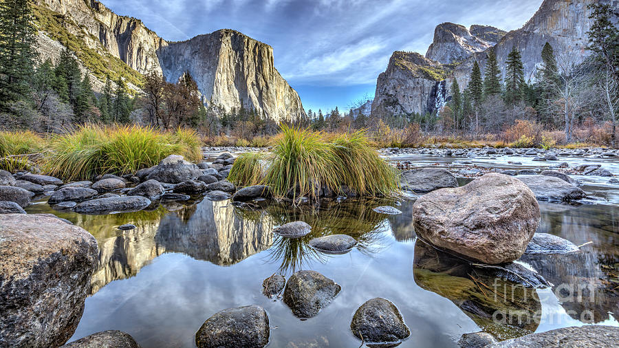 Valley View Yosemite National Park Reflections of El Capitan in the Merced River #1 Photograph by Dustin K Ryan