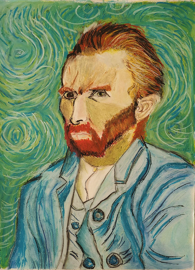 Oil Pastel Painting - Van Gogh self-portrait #1 by Vincent Yu