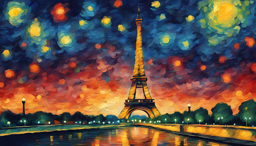 Van Gogh's Eiffel tower Digital Art by Martial Artisan - Fine Art America