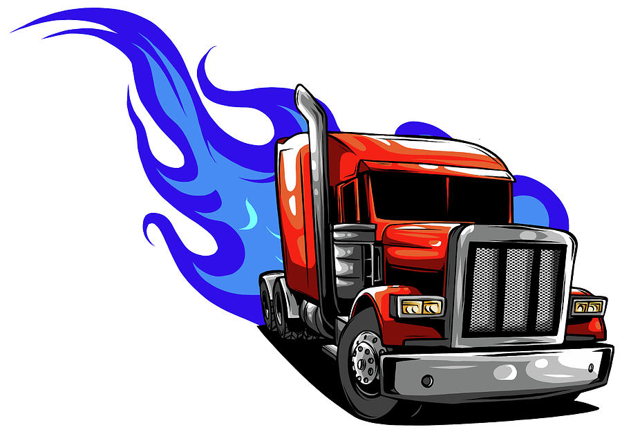 Vector Cartoon Semi Truck. vector illustration design Digital Art by