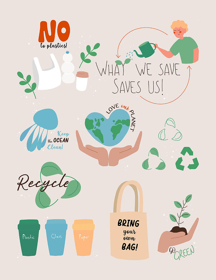 Vector Illustration of Save the Planet Concept. Flat Modern Design for Web Page, Banner, Presentation etc. #1 Drawing by Designer