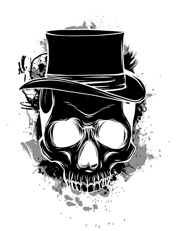 Vector skull pimp with hat illustration on white background Digital Art ...
